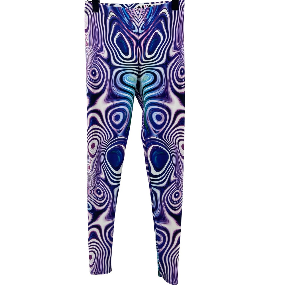 Badinka Leggings Womens Medium Purple Trippy Swirl Psychedelic Festival Rave